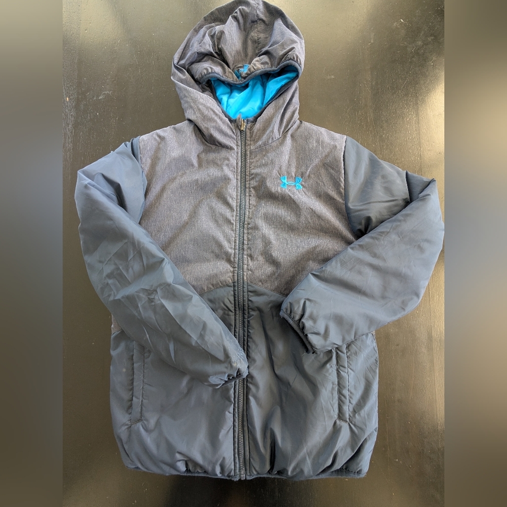 Under Armour Mens Charcoal and Teal Puffer Jacket